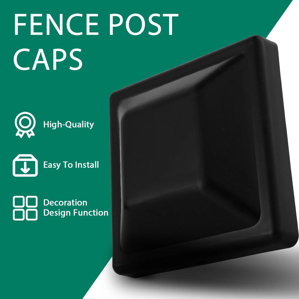 16Pcs Fence Post Caps Cover 3-5/8 Inches Black Deck Column Caps Waterproof Outdoor Post Caps Protection Garden Supplies