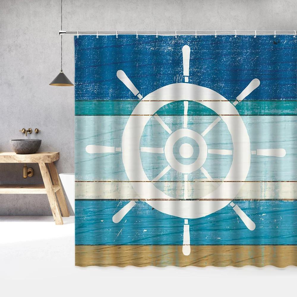 Nautical Sailboat Sea Beach Shower Curtain 3d Bathroom Curtains Print Waterproof With Hooks Bath Shower Curtain Washable Cloth