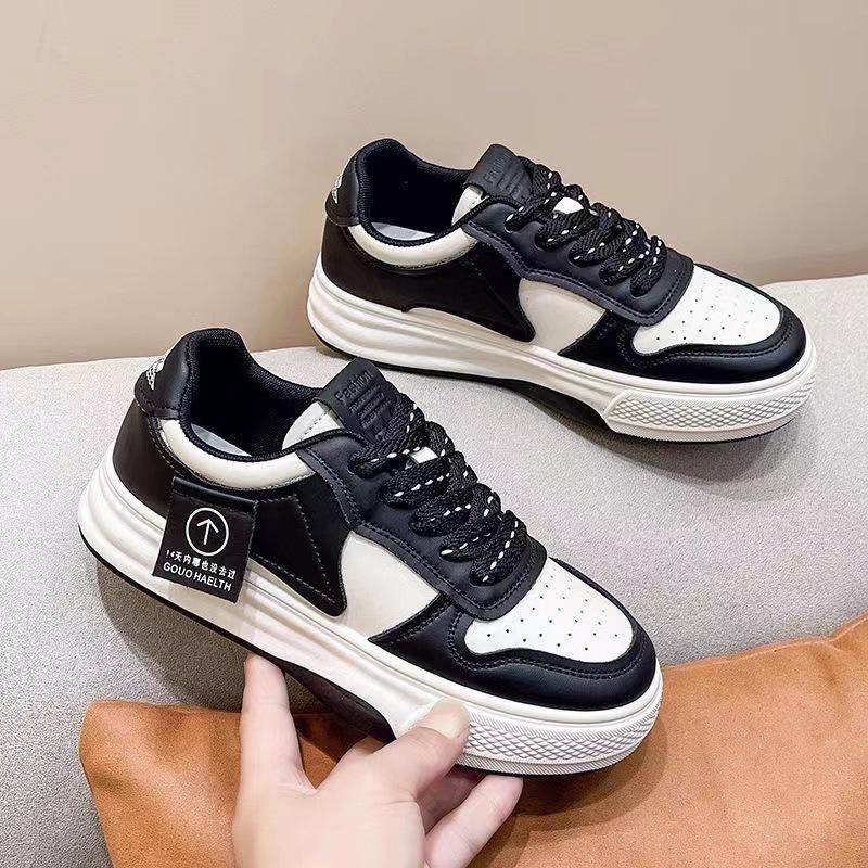 Women's White Chunky Sole Sneakers - Spring/Autumn Breathable Casual Korean Style Versatile Dad Shoes