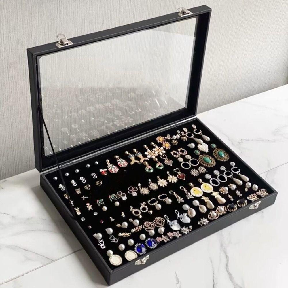 PU Leather Jewelry Storage Tray Wooden Jewelry Organizer Holder Velvet Jewelry Box  Gift