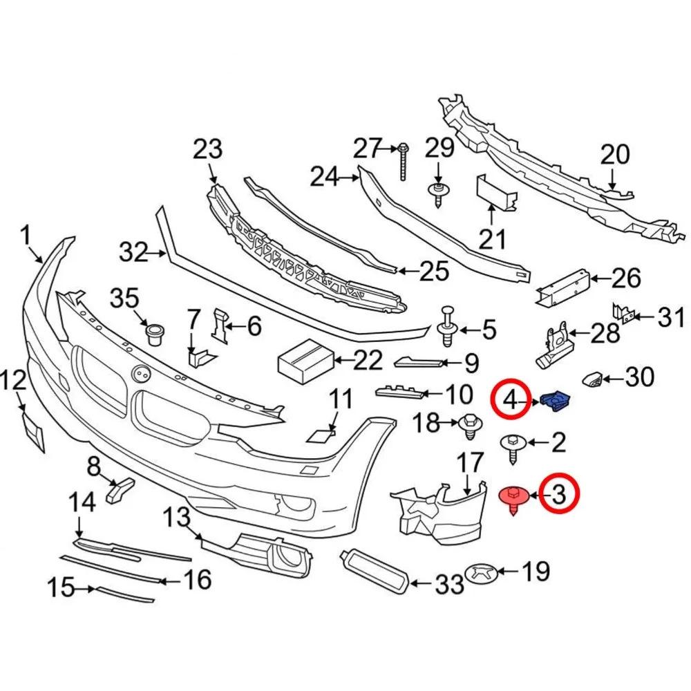 20dílná sada šroubů, matic a klipů do auta pro nárazník a blatník BMW