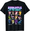 Axolotl der Welt Kawaii Salamander Grafik T-Shirt Herren Baumwolle Lässig Kurzarm T-Shirt Reise