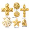 1 Piece 304 Stainless Steel Charms 18K Gold Plated Cross Conch Starfish Shell Pendant For DIY Necklace Jewelry Making Finding