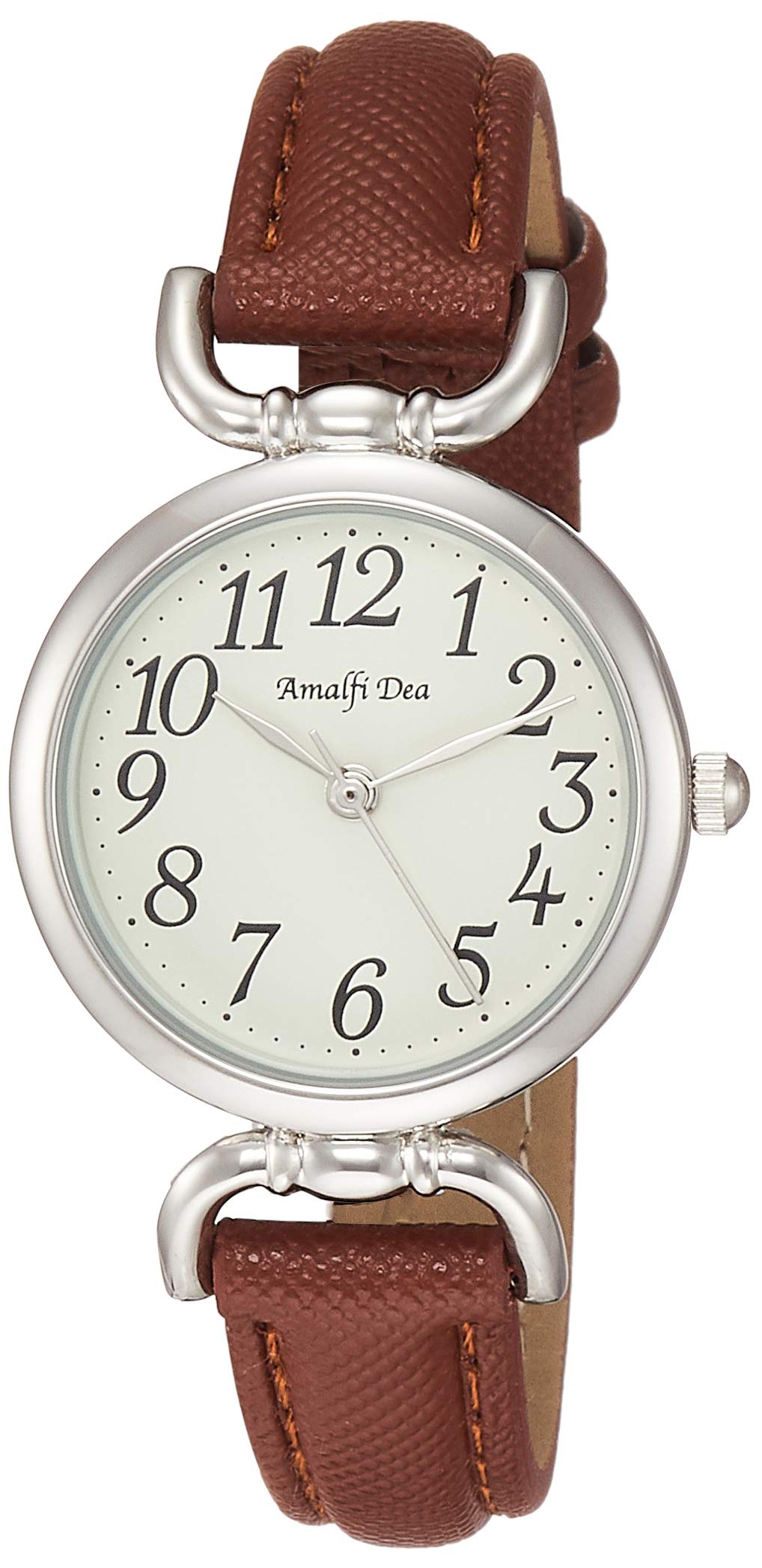 

[Arias] Аналоговые часы Amalfidia с водонепроницаемым кожаным ремешком, белый циферблат, WW20022A-127, женские, коричневые