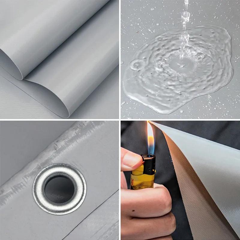 Graues Hochleistungs-PVC-Plane Flammhemmend Outdoor Campingzelt Pergola Balkon Sonnenschutz UV-Beständig LKW-Plane Segeltuch