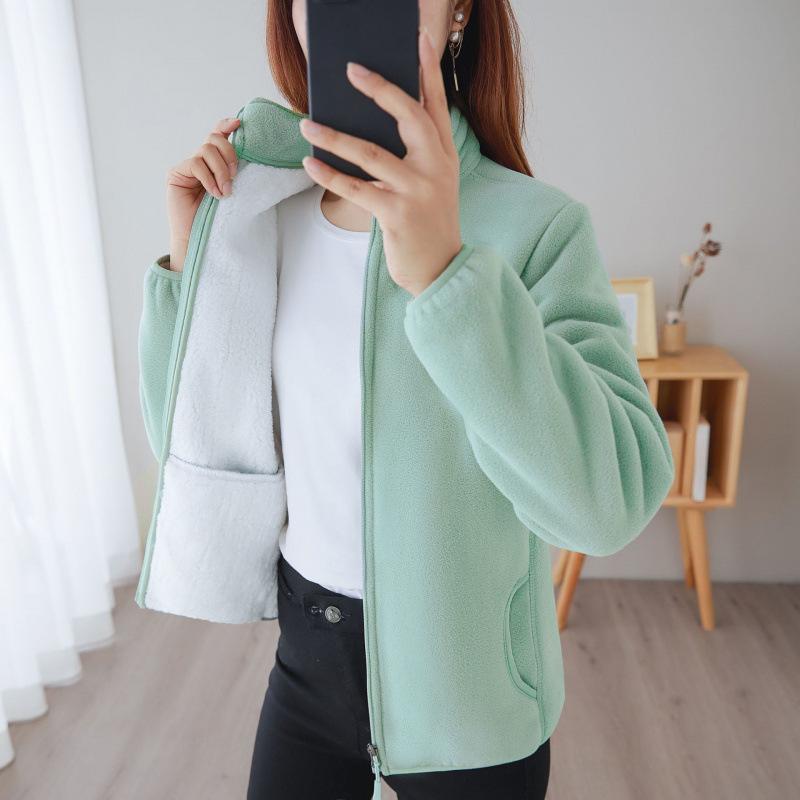 Autumn and Winter Coat Womens Fleece Thickened Warm Fleece Top Comfortable Fit Mother Outfit