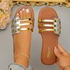 Sommer Damen Mode Komfort Übergröße 42 Hausschuhe Damen Pailletten Flache Sandalen Hausschuhe Sandalias De Mujer