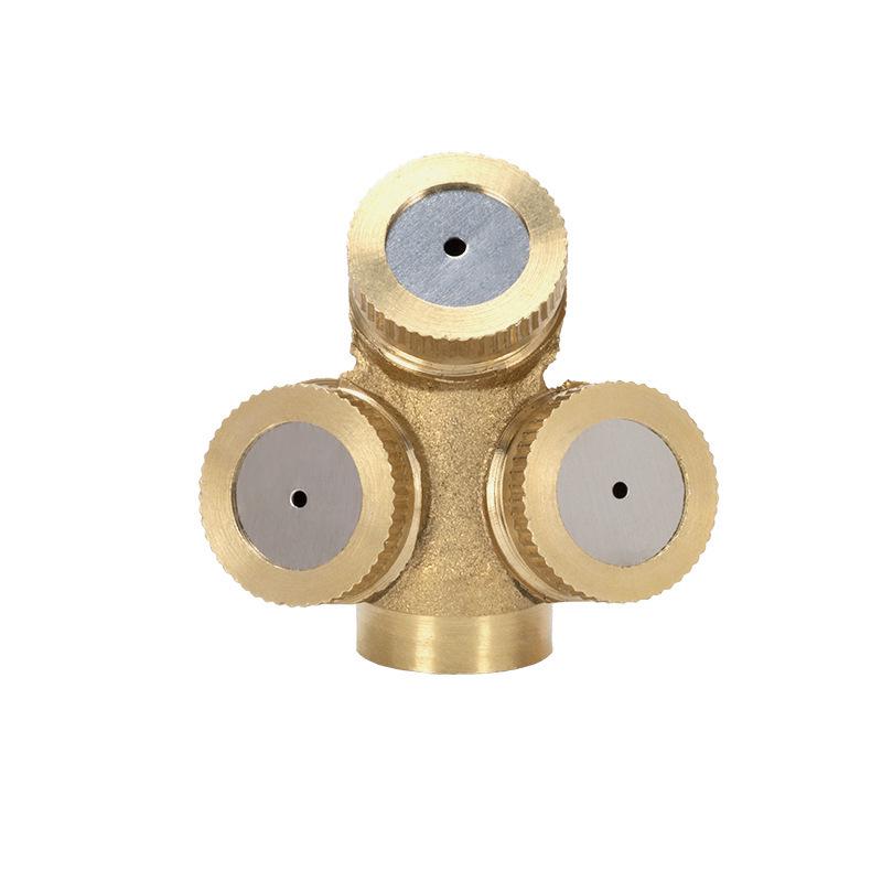 

High-Pressure Copper Garden Sprinkler with 3 Multi-Nozzle Atomizers for Irrigation and Cooling.
