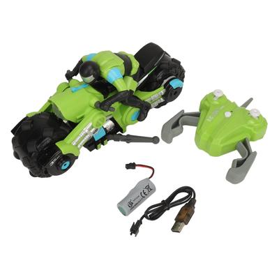 1:10 Scale Remote Control Motorcycle Toy High Speed RC Stunt Motorcycle with Riding Figure Green