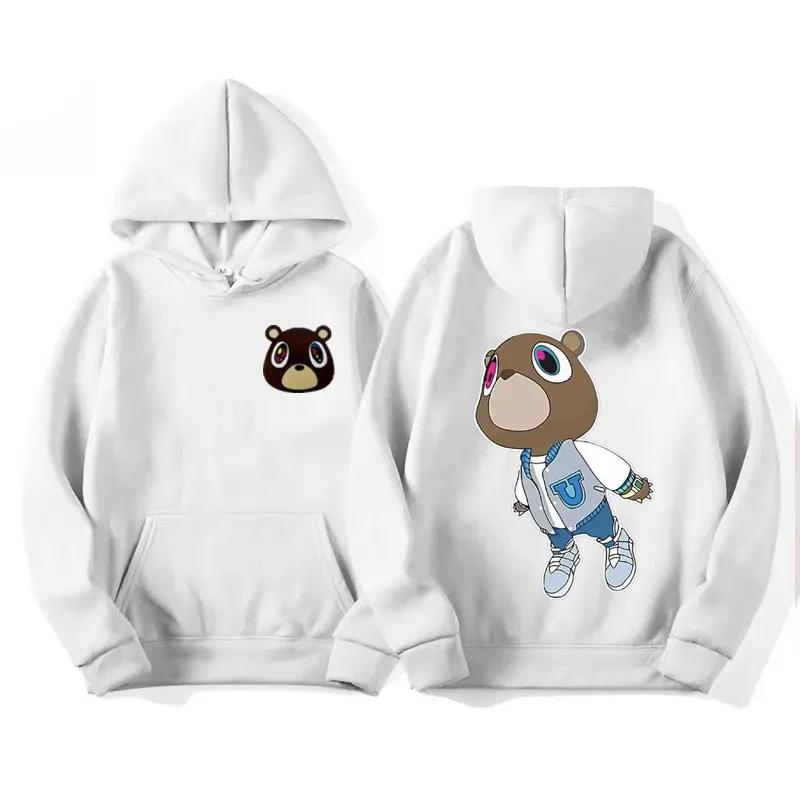 Men's Women Fashion Vintage Clothes Hooded Hip Hop Casual Oversized Sweatshirt Limited Kanye West Graduation Dropout Bear Hoodie
