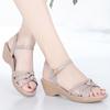 Fashion High Quality Genuine Leather Women's Sandals Women Wedges Shoes Soft Soles Anti Slip Mid-aged Elderly Ladies Sandals Size 34-43