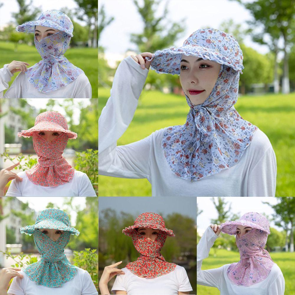 

Sunscreen Bucket Hat Flower Tea Picking Cap New Sun Hat for Camping Hiking 07