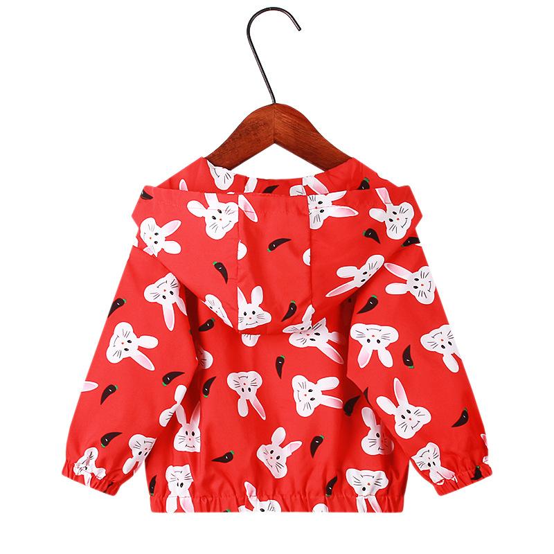 Children's Spring Girls Cartoon Jacket Zip Hooded Jacket