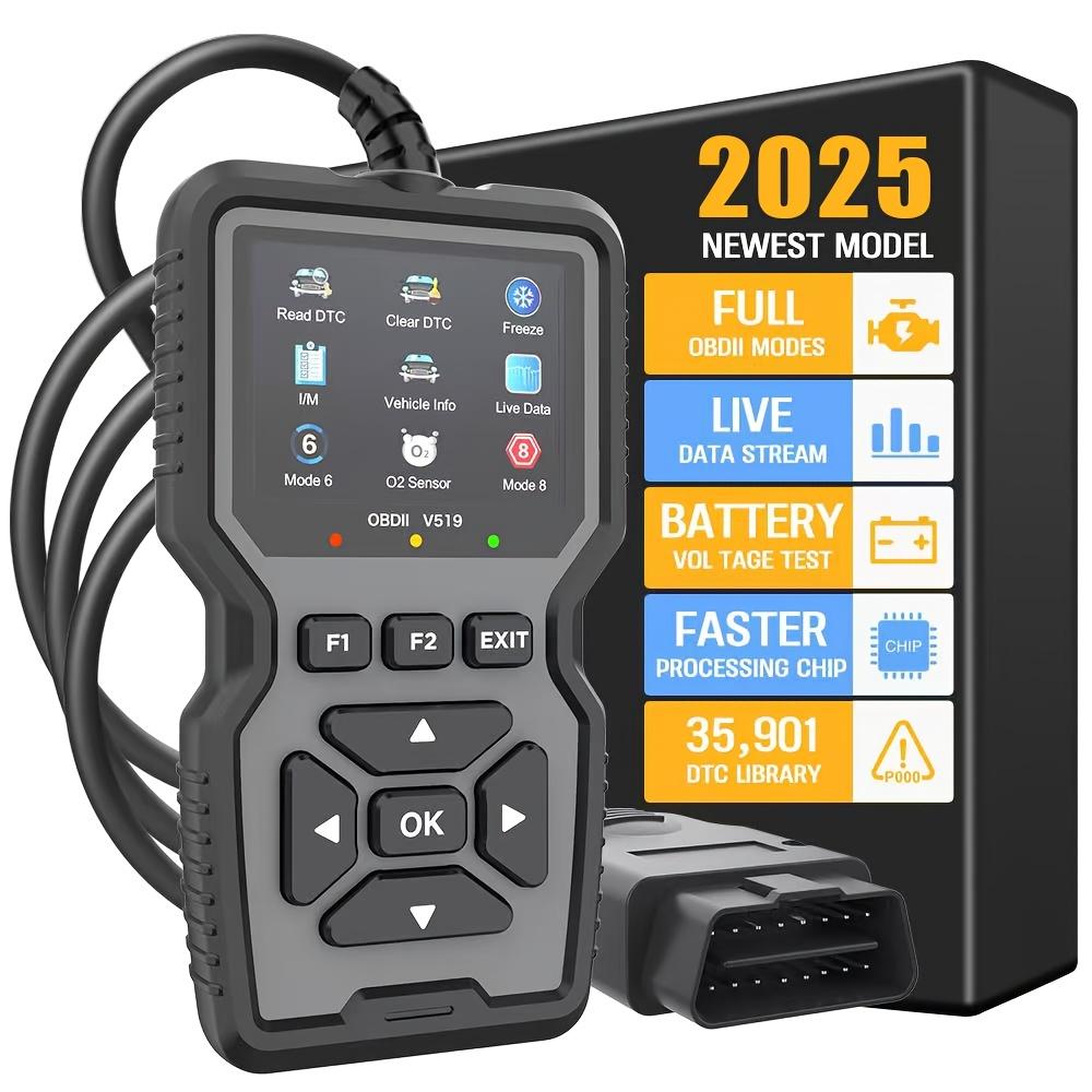 Professional OBD2 Diagnostic Scanner Tool, USB Powered, Engine Fault Detector, Code Reader, Battery Tester, I/M Readiness, Code Eraser, 10 Language