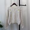 Autumn and Winter New Sweet Age-reducing Crew Neck Embroidered Knitted Cardigan Soft Waxy Sweater Jacket Women