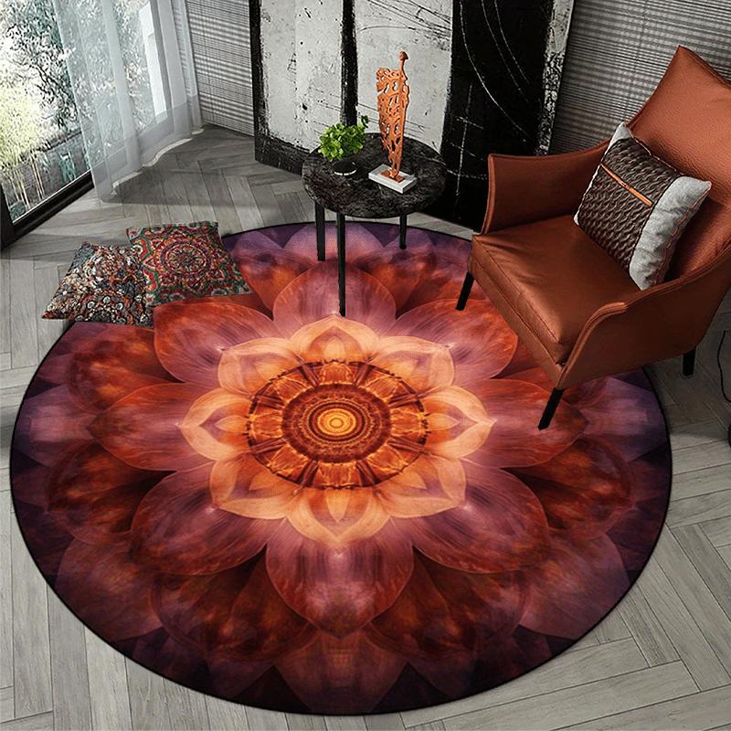 

Роскошные красные коврики с цветочным узором круглой формы для пола, кухонный коврик-дорожка для прихожей, мягкий ковер для спальни, гостиной, нескользящий коврик для зонирования 60X60cm