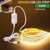8MM COB LED Strip Light Motion Sensor Dimmable Flexible LED Ribbon USB Powered for Under Cabinet Kitchen Stairs Nightlights