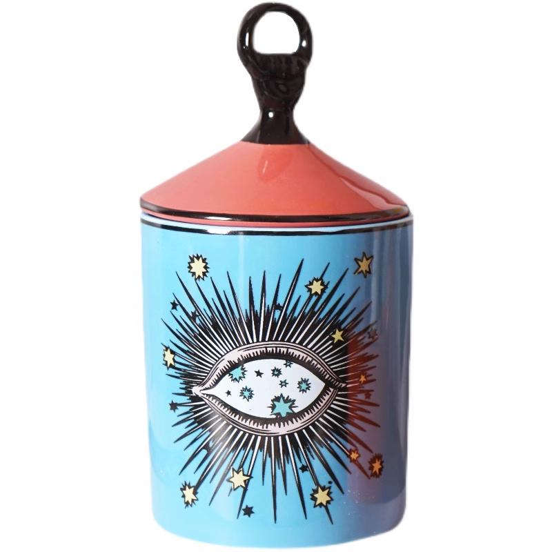 Europäische Keramik Bonbonglas Kerzenhalter Kreatives Auge Schmuck Duftende Wattestäbchenbox Heim Desktop Dekor Stifthalter Kerzenglas