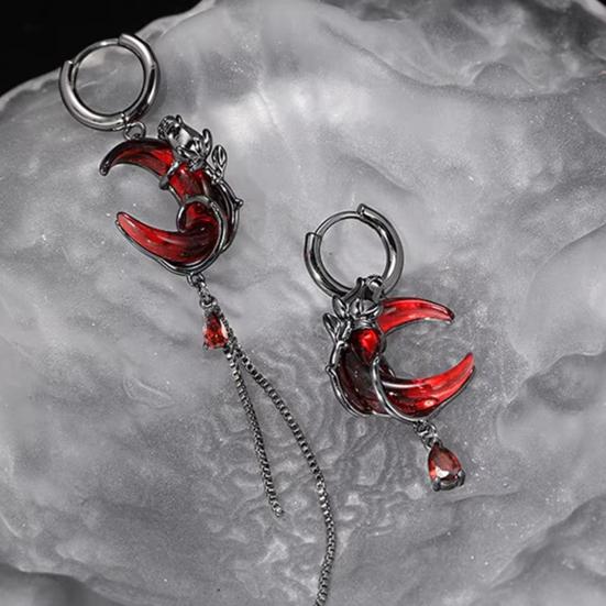 Drop Earrings Asymmetric Tassel Design Earrings Moon Decor Finger Ring Fine Craftsmanship Long Earrings
