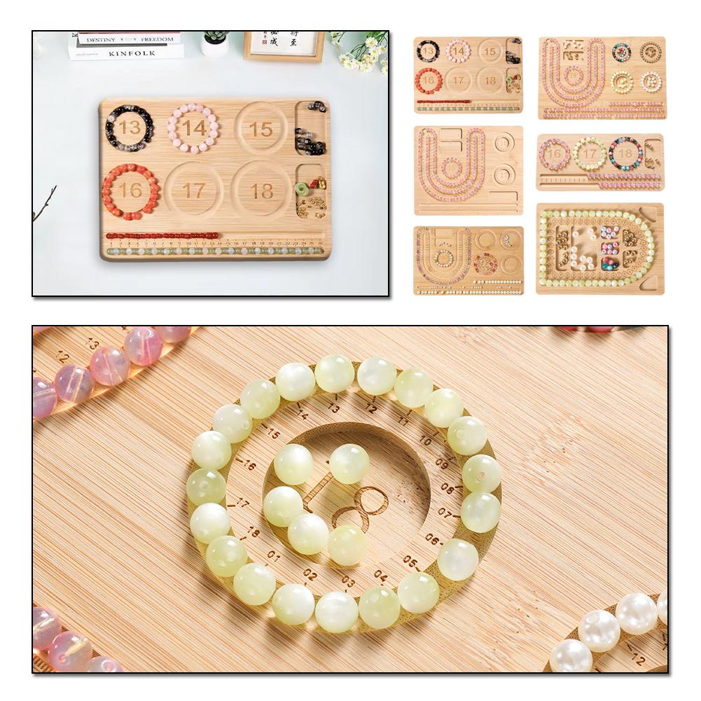 Bamboo Bead Board Jewelry Making Board Deep Grooves DIY Bracelet Bead Board Bamboo Beading Tray for Necklace Bracelet