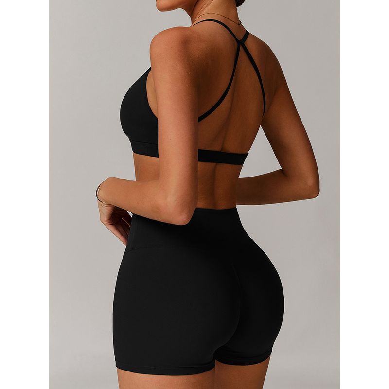 Cross Beauty Back Sports Underwear Women 2025 New Yoga Bra Running Outer Wear Gathered Sexy Workout Clothes Vest