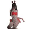Gorgeous Sexy Maid Lingerie Christmas Role Play Set - Plush Cutout Mesh Skirt