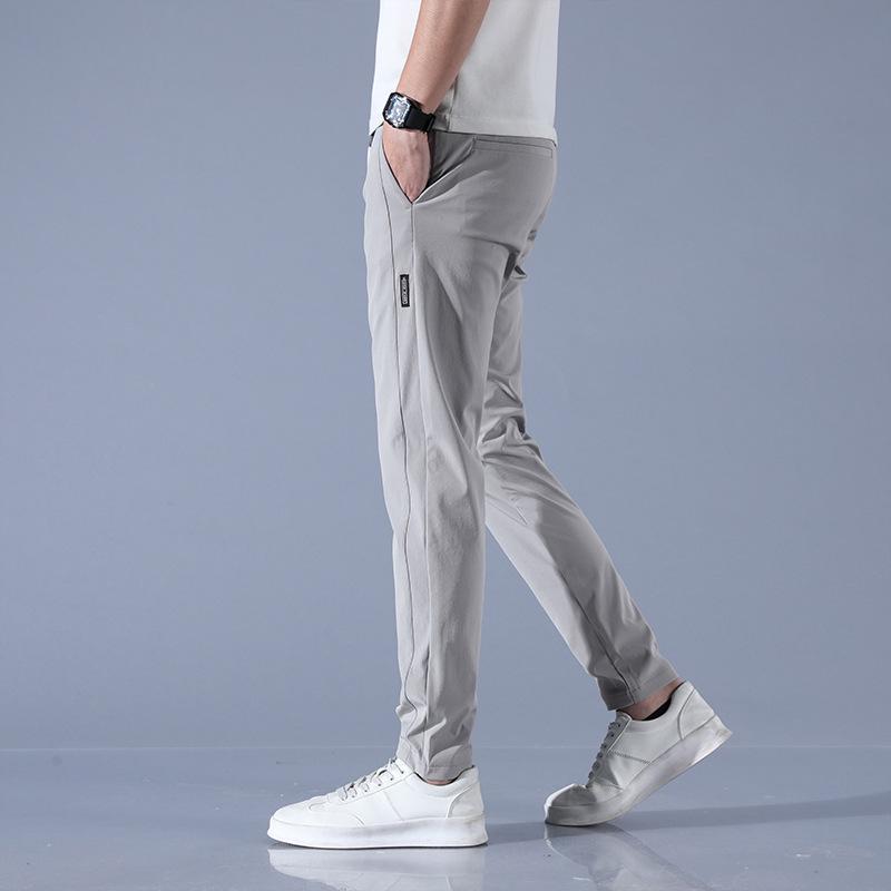 Ice Silk Men's Summer Thin Elastic Business Casual Korean Style Straight-Leg Breathable Sports Pants