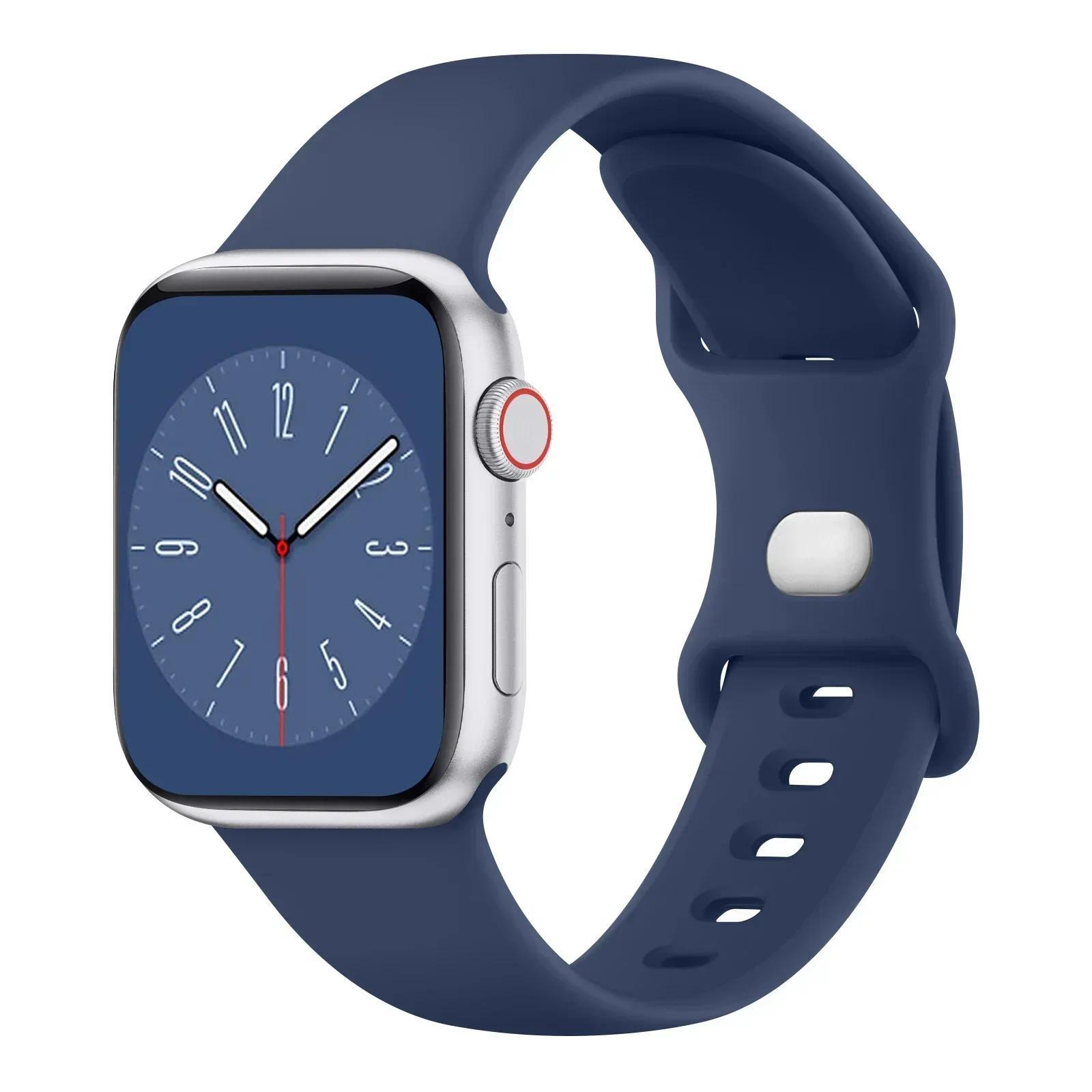 

М який силіконовий ремінець для Apple Watch 10 9 8 7 6 5 4 3SE ремінець-браслет для iWatch Ultra 49 мм 45 мм 46 41 мм 40 мм 44 мм 38 мм 42 мм ремінець 38 40 41 S10-42mm темно-синього кольору