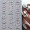 Strass 3D Linee Ondulate Argentate Adesivi per Unghie Decalcomanie Striscia Pizzo Perla Decorazioni per Nail Art Autoadesivi Gel Slider Manicure