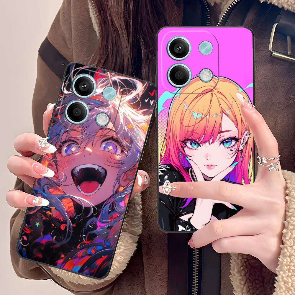 Anime Punk Girl Phone Case for POCO M6 M5 M4 M3 X7 X6 X5 X4 X3 F6 F5 F4 Pro GT 5G Colour Printing Protective Cover Luxury Pretty