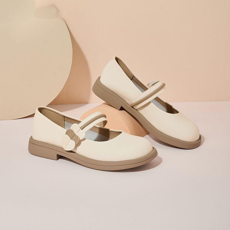 Mary Jane Shoes Women's 2025 New Spring and Summer Flat Bottom Small Fresh Student Doudou Shoes Versatile Velcro Light Mouth Single Shoes