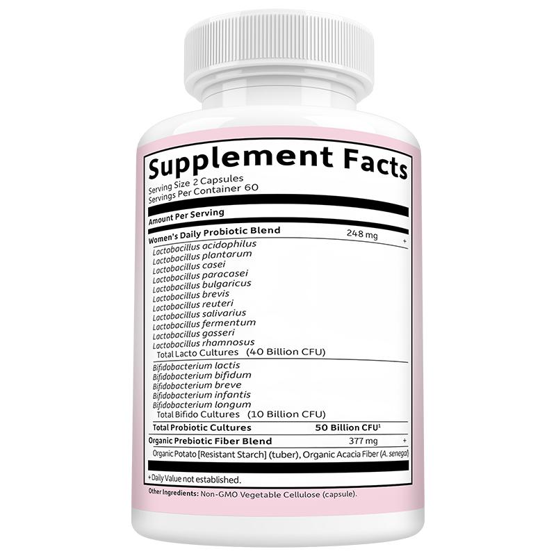 Women'S Daily Probiotic Dietary Supplement, With Organic Prebiotic Fiber Blend