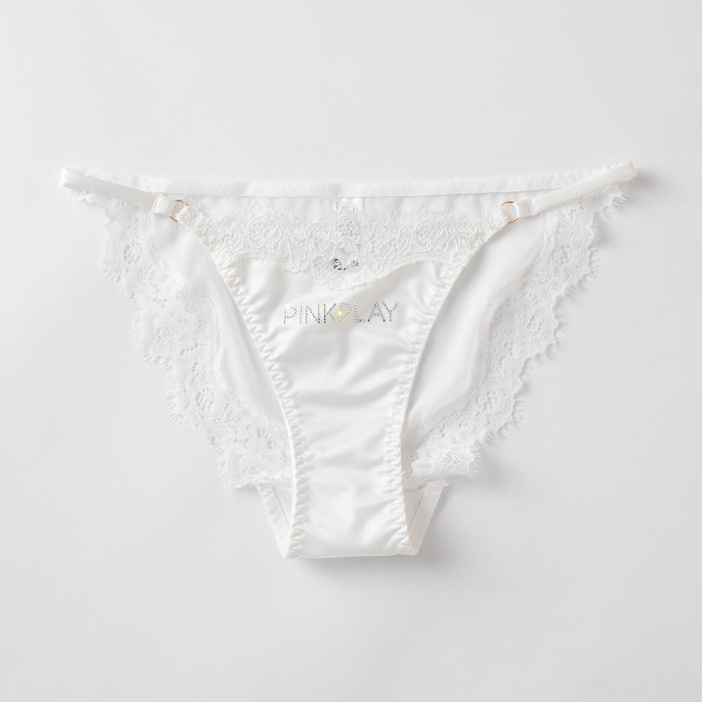 Diamanty zdobené kalhotky se středním pasem s krajkou, sexy, prodyšné, plus size, trojúhelníkového střihu, s vysokou elasticitou, dámské kalhotky