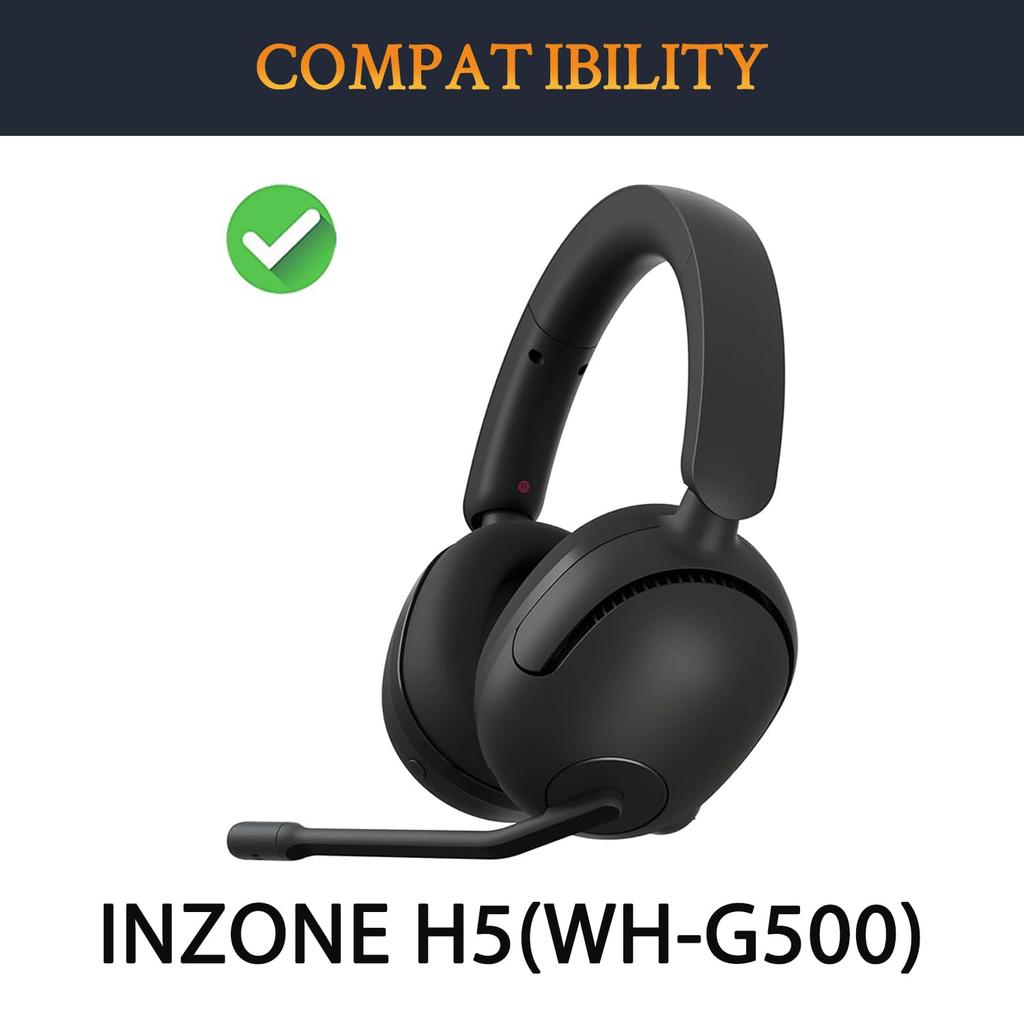 SOULWIT Replacement Ear Pads and Cushions for Sony Inzone H5 (WH-G500), Noise-Isolating Foam Earmuffs with Durable Mesh Fabric Ear Cups - Black