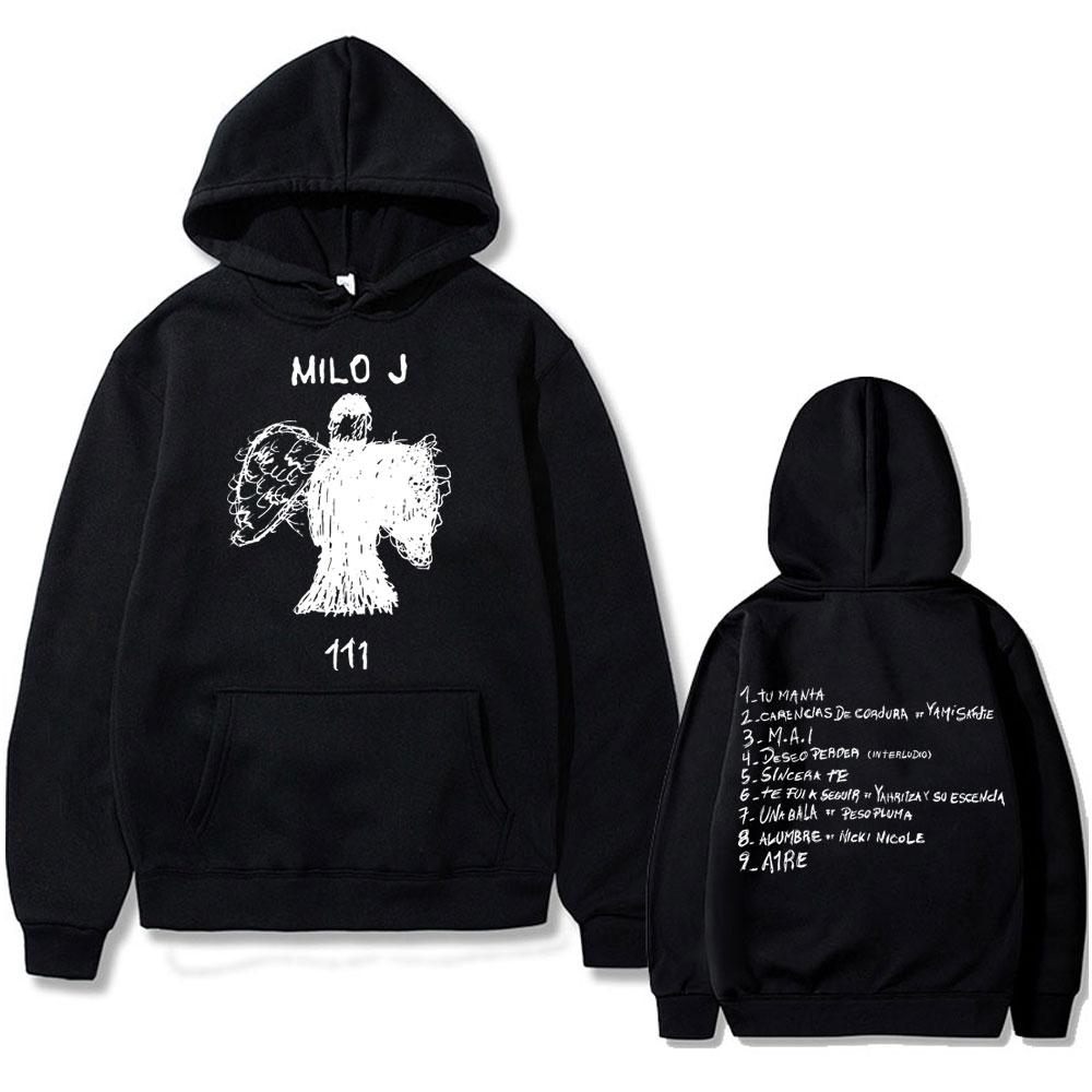 Rapper Milo J 111 Album Graphic Hoodie Men Women Hip Hop Fashion Oversized Hooded Sweatshirt Men's Casual Fleece Cotton Hoodies