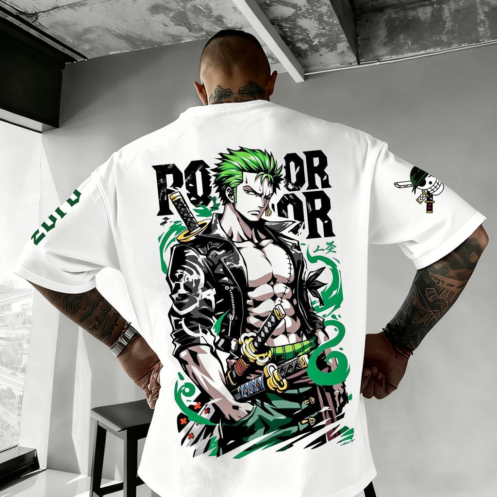 One Piece Japanese Anime Printed Unisexs TShirt Roronoa Zoro Boy Childrens Harajuku Short Sleeve Kids Luffy Tshirt Clothing