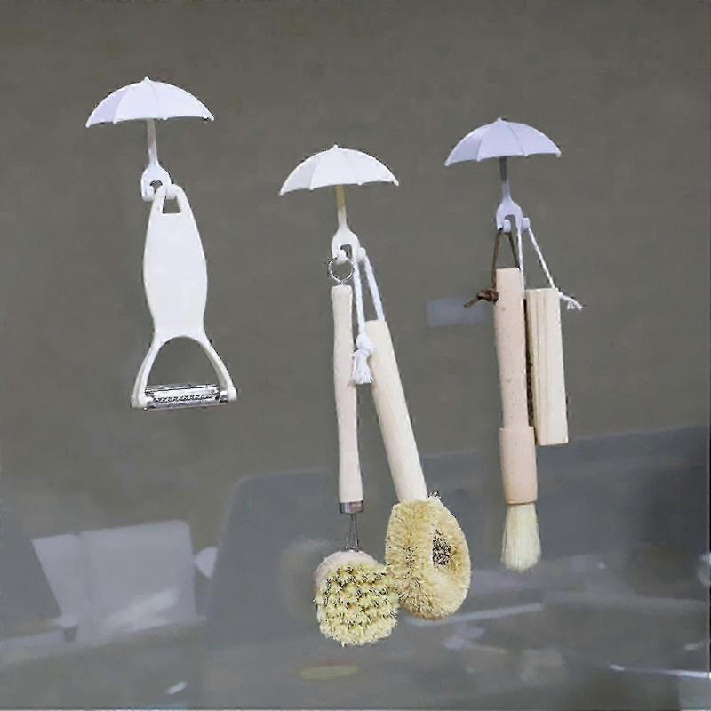 3pcs Adhesive Toothbrush Hooks Wall Mount No Punch Hanger Set