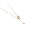 Elegant Barrel Pendant Lariat Necklace Sparkling Accent Stone Minimalist Adjustable Jewelry for Women