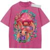 Unisex Washed Pink Vintage T Shirt Fairy Tale Mushroom Crab High Quality Fabric for Home Leisure Travel Shopping