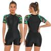 One-piece Zipper Sports Swimsuit Women's Short-sleeved Surfing Swimsuit Sun Protection Surf Suit Flat-angle Jellyfish Suit Snorkeling Suit