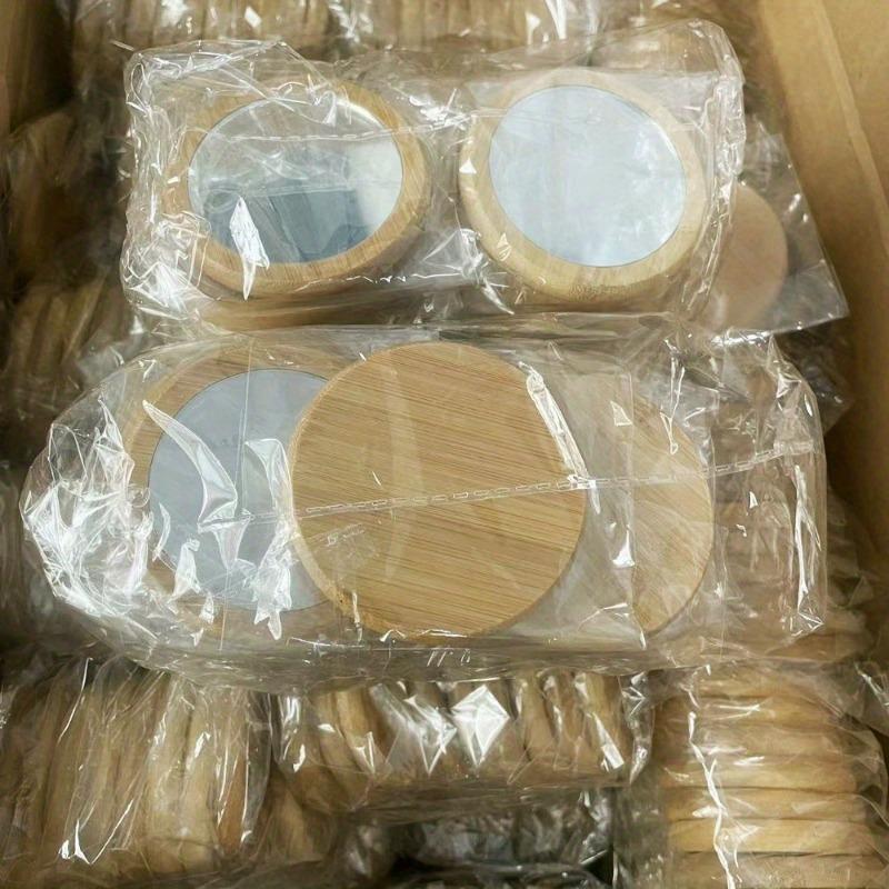 Bamboo and Wood Makeup Mirror Small Gift for Parties and Weddings, Wooden Round Mirror