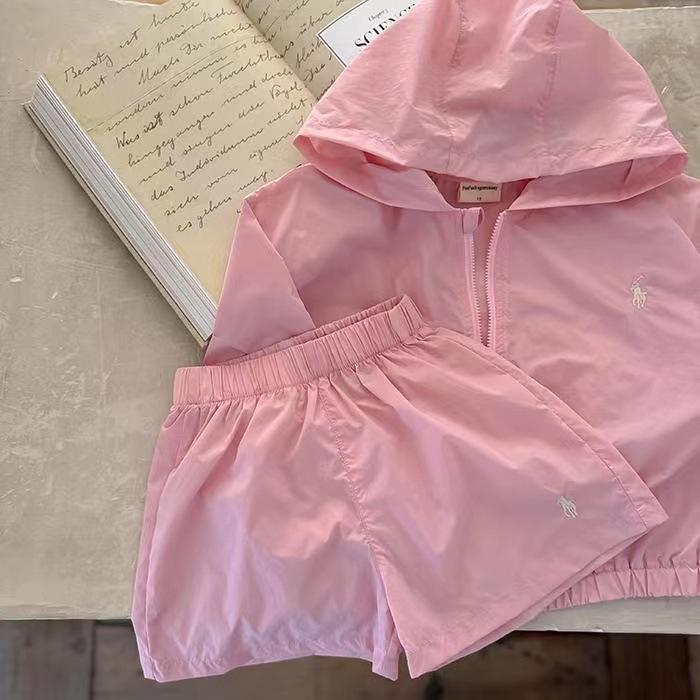 Summer Two-piece Set of Sports Sun Protection Clothing for Boys and Girls Summer Hooded Loose Set