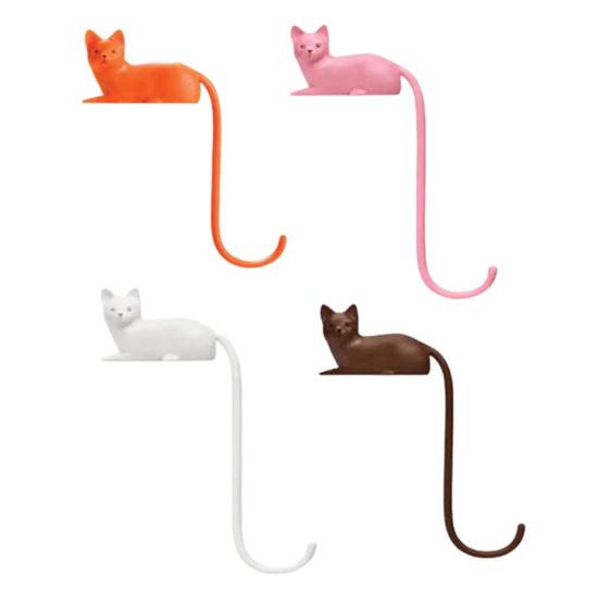 

4 Pcs Dog Cat Tail Hook for Computer Screen No Drill Adhesive Desk Headphone Hanger Multi-functional Storage Organizer for Keys Cables Accessories Cat