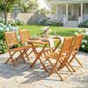 Garden Furniture Set Acacia Wood Seating Group 5-Piece Foldable Table with 4 Folding Chairs Slatted Design