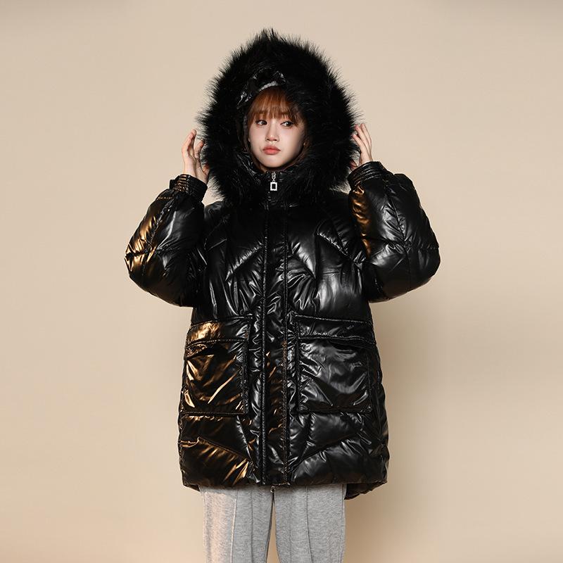 Mid-length Down Cotton Jacket for Women, Casual, Wash-free, Shiny Cotton-padded Jacket, Thickened Winter Coat