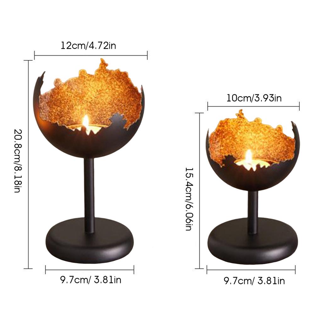 2pcs Metal Candlestick Ornament Stable Base Baking Paint Craft Decorative Centerpiece for Bedroom Bedside Tabletop