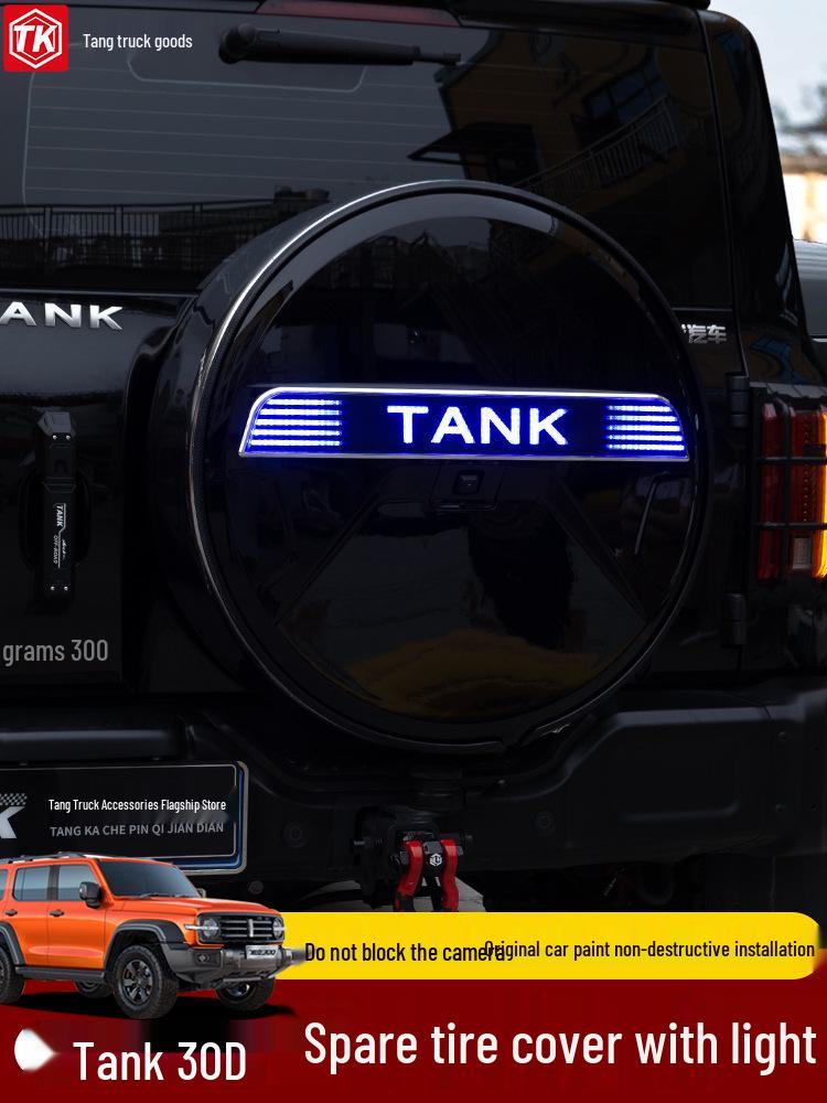 Full Coverage Spare Tire Cover for Tank 300 with Light, Thickened Stainless Steel Shell, Big G Style