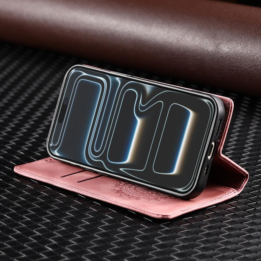 Luxury Embossing Flip Leather Case for iPhone 17 16 15 14 13 12 11 Samsung S25 S24 S23 A56 A55 Strong Magnetic Wallet Card Slot Cash Clip Phone Cover