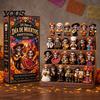 Halloween Countdown Calendar for Kids Day of The Dead Advent Calendar, 24-Day Miniature Village Keepsake Commemorative Ornament Set, Collectible