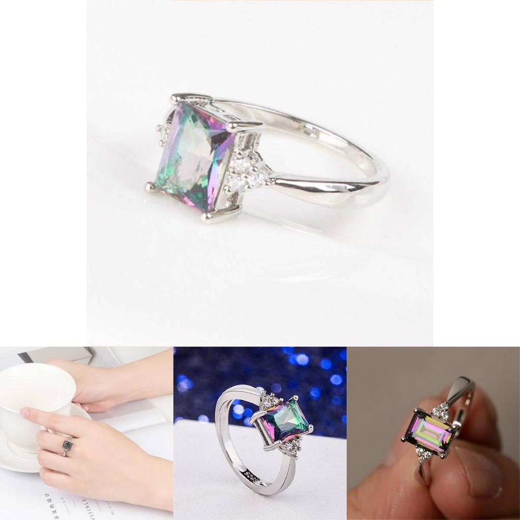 Sophisticated Small Square Ring Unique Personality Metal Inlaid For Women